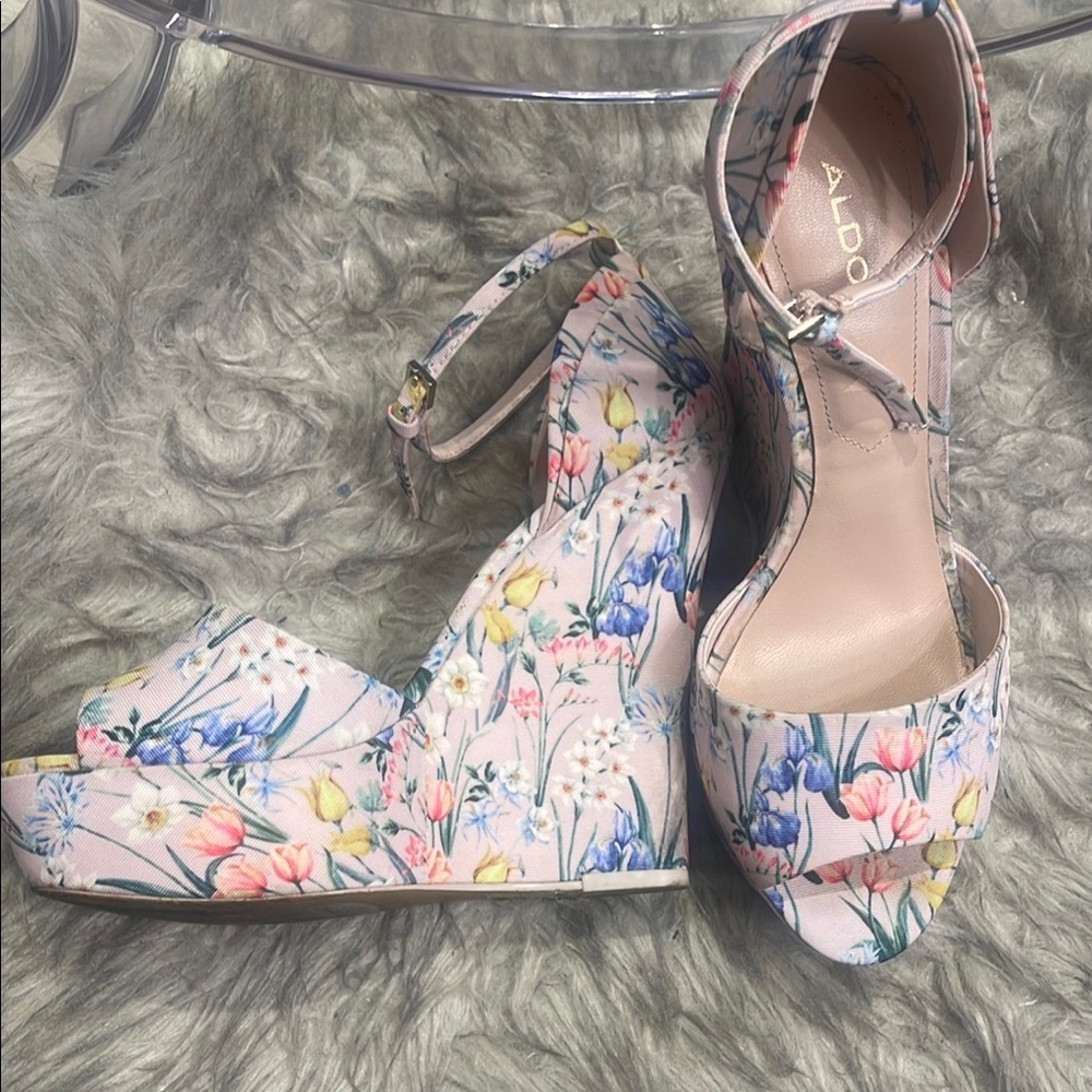 Aldo Floral Platform Wedge Sandals - Picture 4 of 6